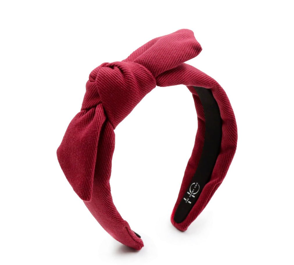 Kid Tie Knot Burgundy Denim Headband