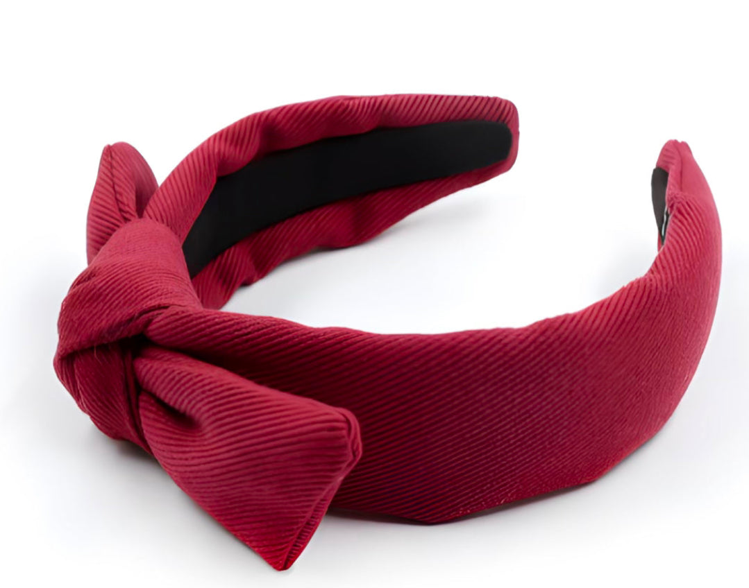Kid Tie Knot Burgundy Denim Headband