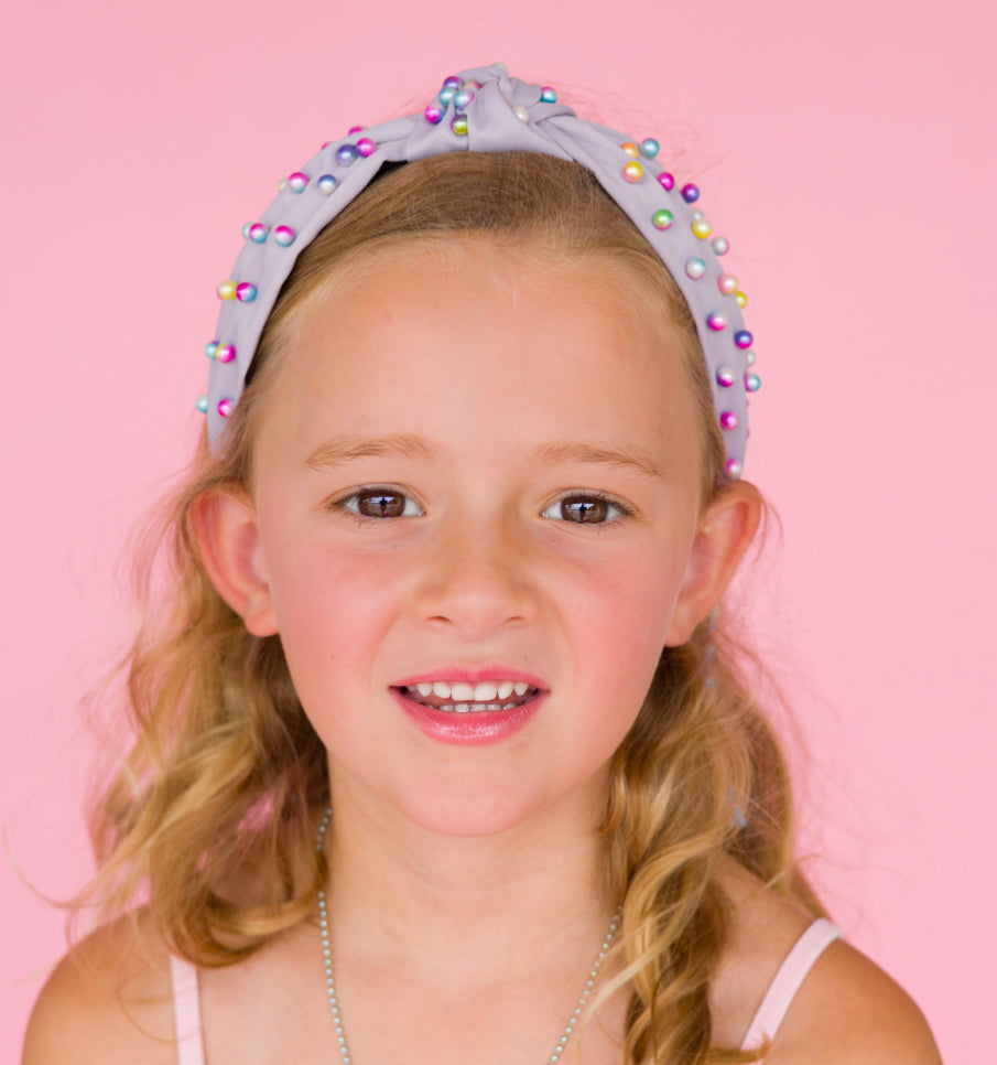 Kid and Tween Lilac Candy Pearl Knotted Headband