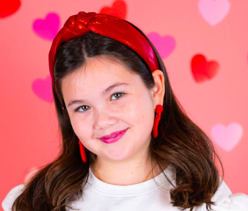 Red Padded Metallic Knotted Headband