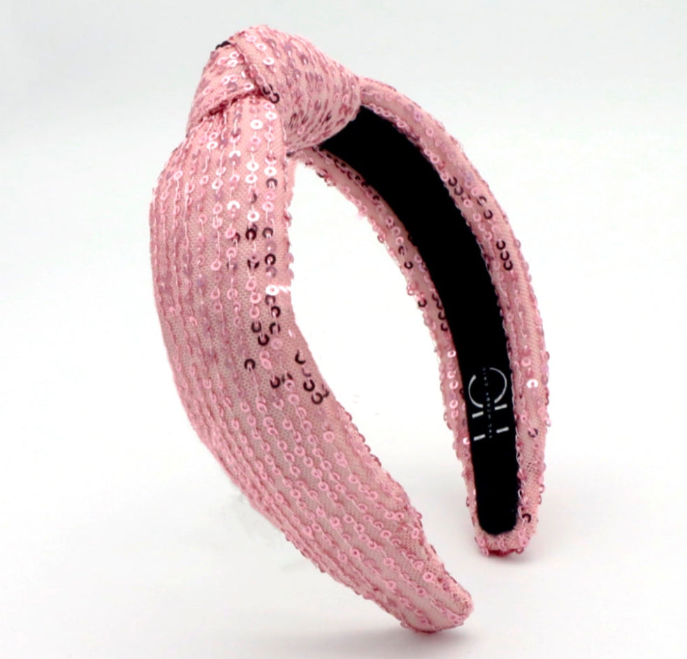 Kid and Tween Pink Sequin Knotted Headband
