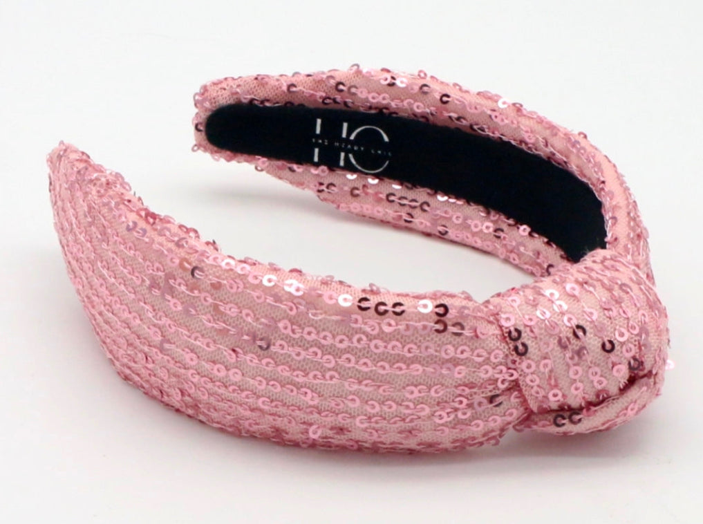 Kid and Tween Pink Sequin Knotted Headband