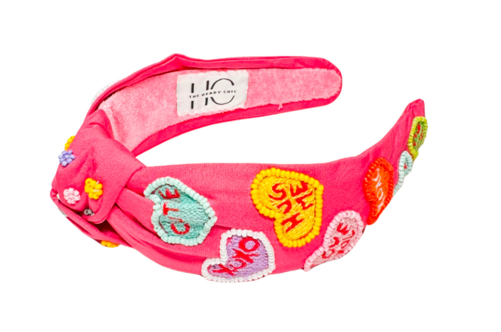 Conversation Heart Knotted Headband