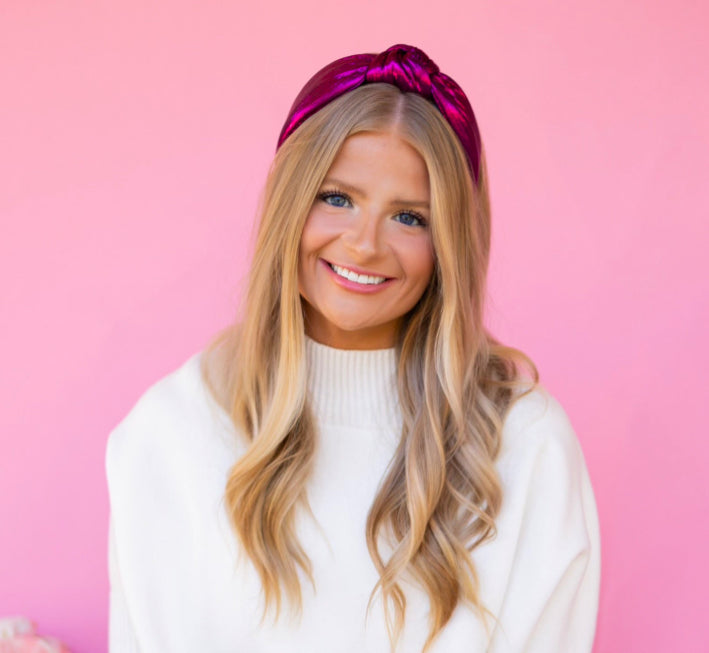 Adult Fuchsia Metallic Padded Knotted Headband