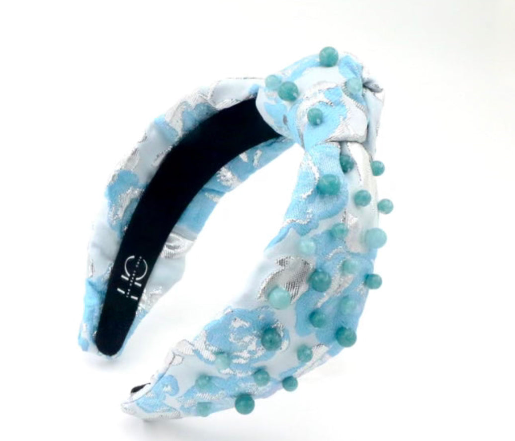Adult Blue Flower Knotted Headband