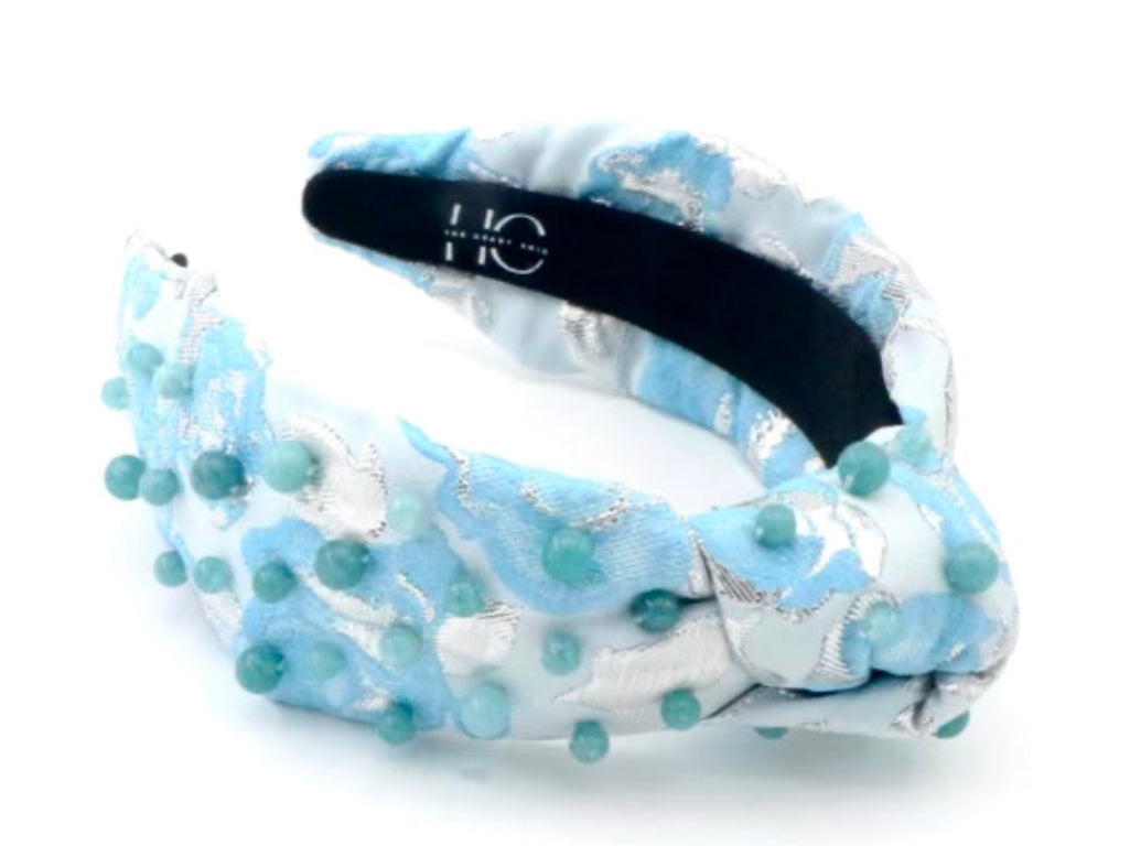 Adult Blue Flower Knotted Headband