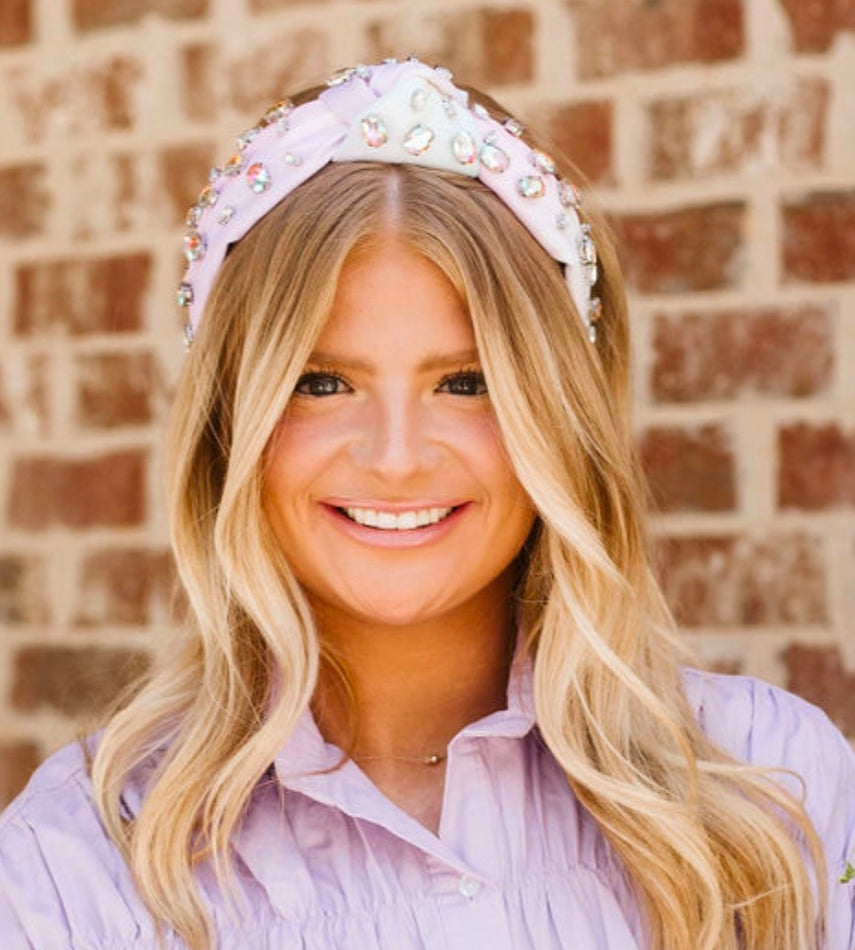 Adult Tie Dye Knotted Headband with Crystals