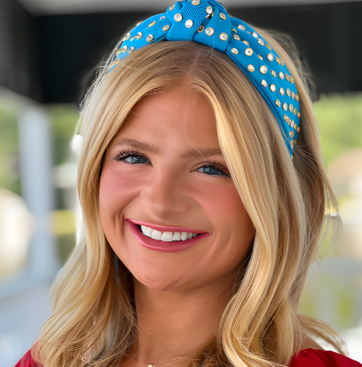 Adult Powder Blue Jeweled Knotted Headband