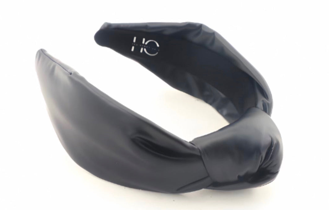 Adult Black Leather Knotted Headband