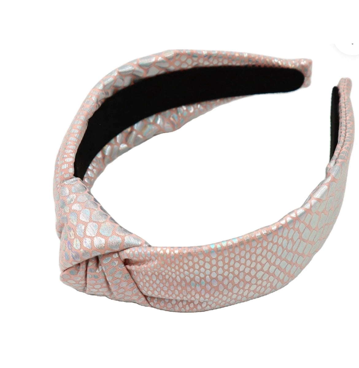 Adult Metallic Silver and Rose Snakeskin Knotted Headband