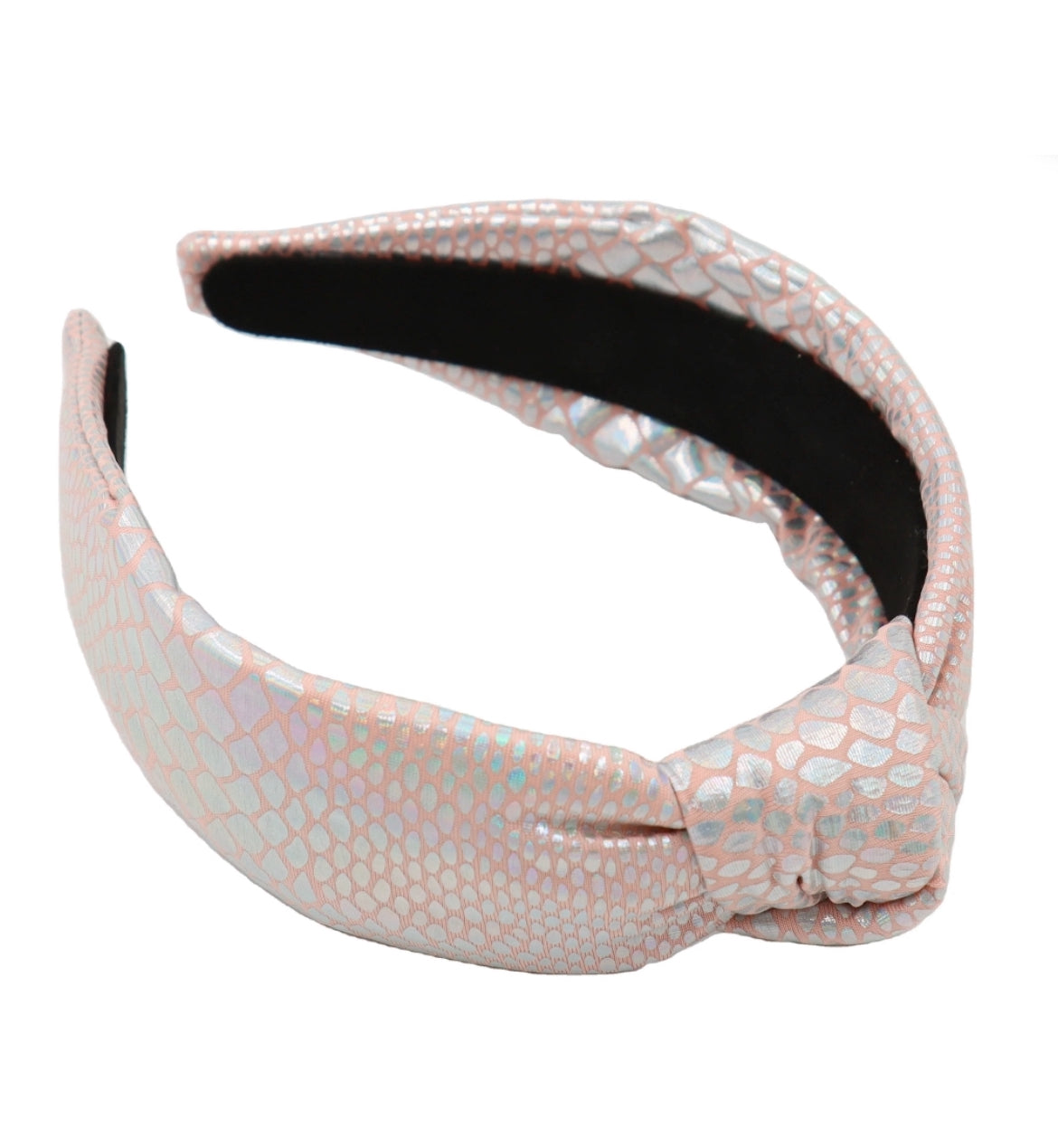 Adult Metallic Silver and Rose Snakeskin Knotted Headband