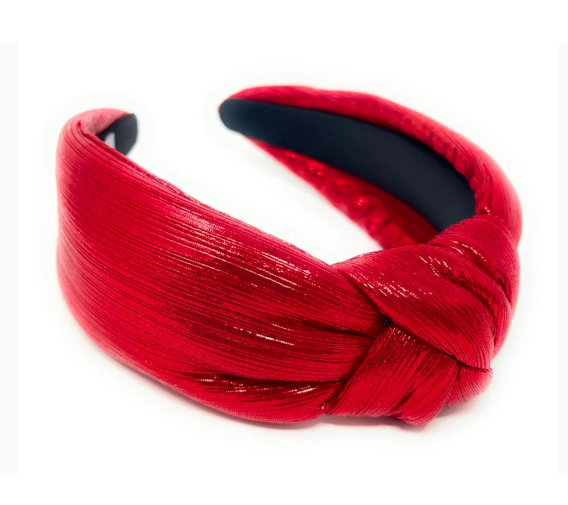 Adult Red Padded Metallic Knotted Headband