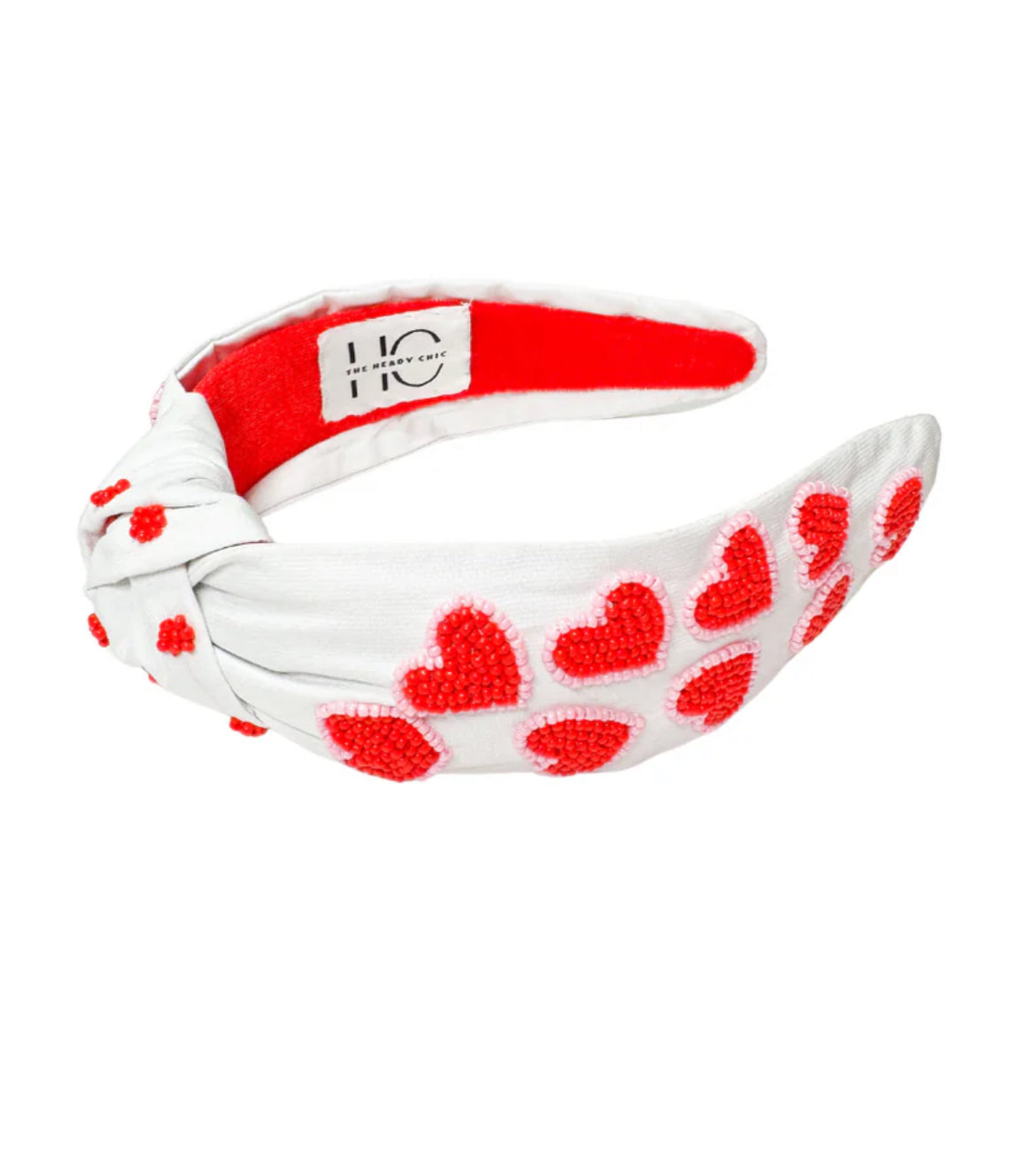 Red Heart Beaded Valentine's Day Knotted Headband