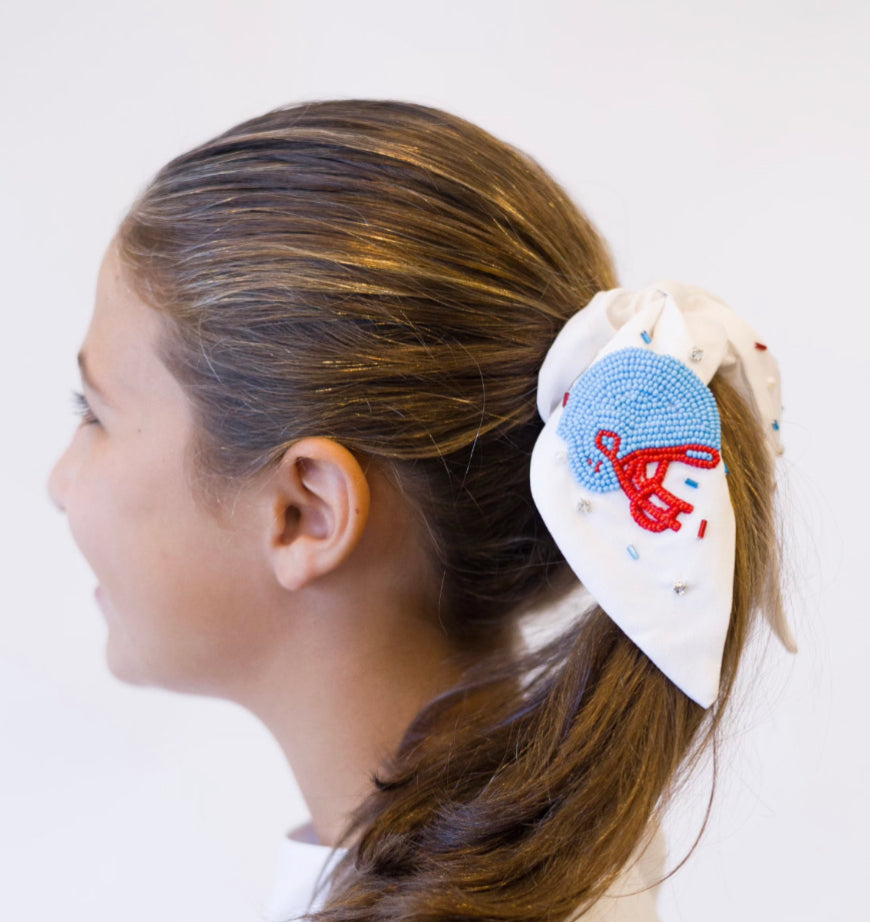 Blue and Red Football Helmet Scrunchie