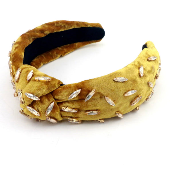 Adult Gold Velvet Knotted Headband with Crystals