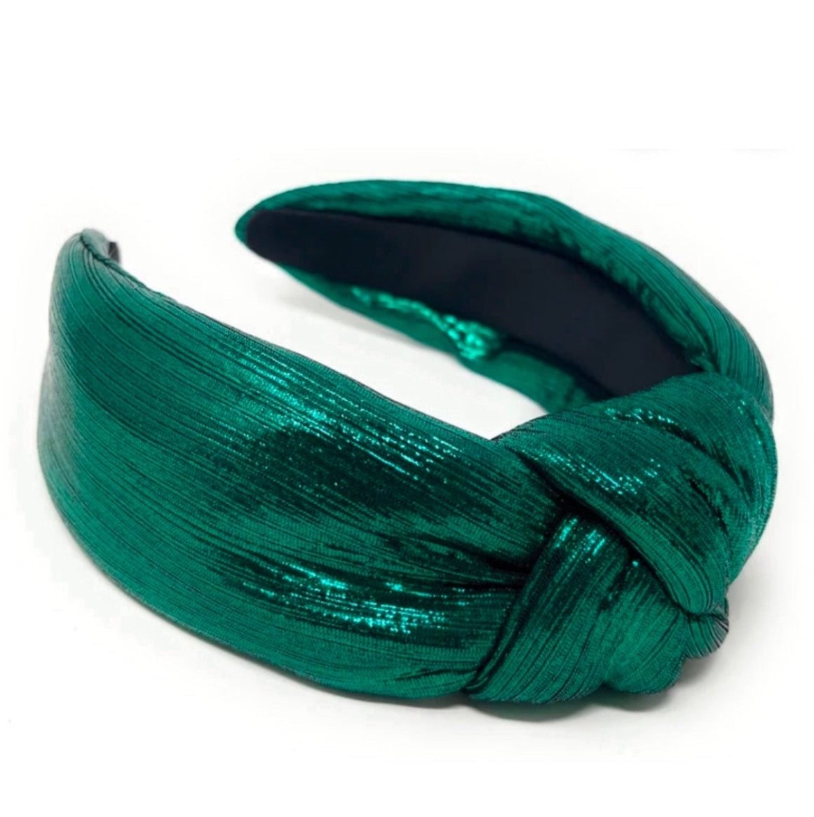 Green Padded Metallic Knotted Headband
