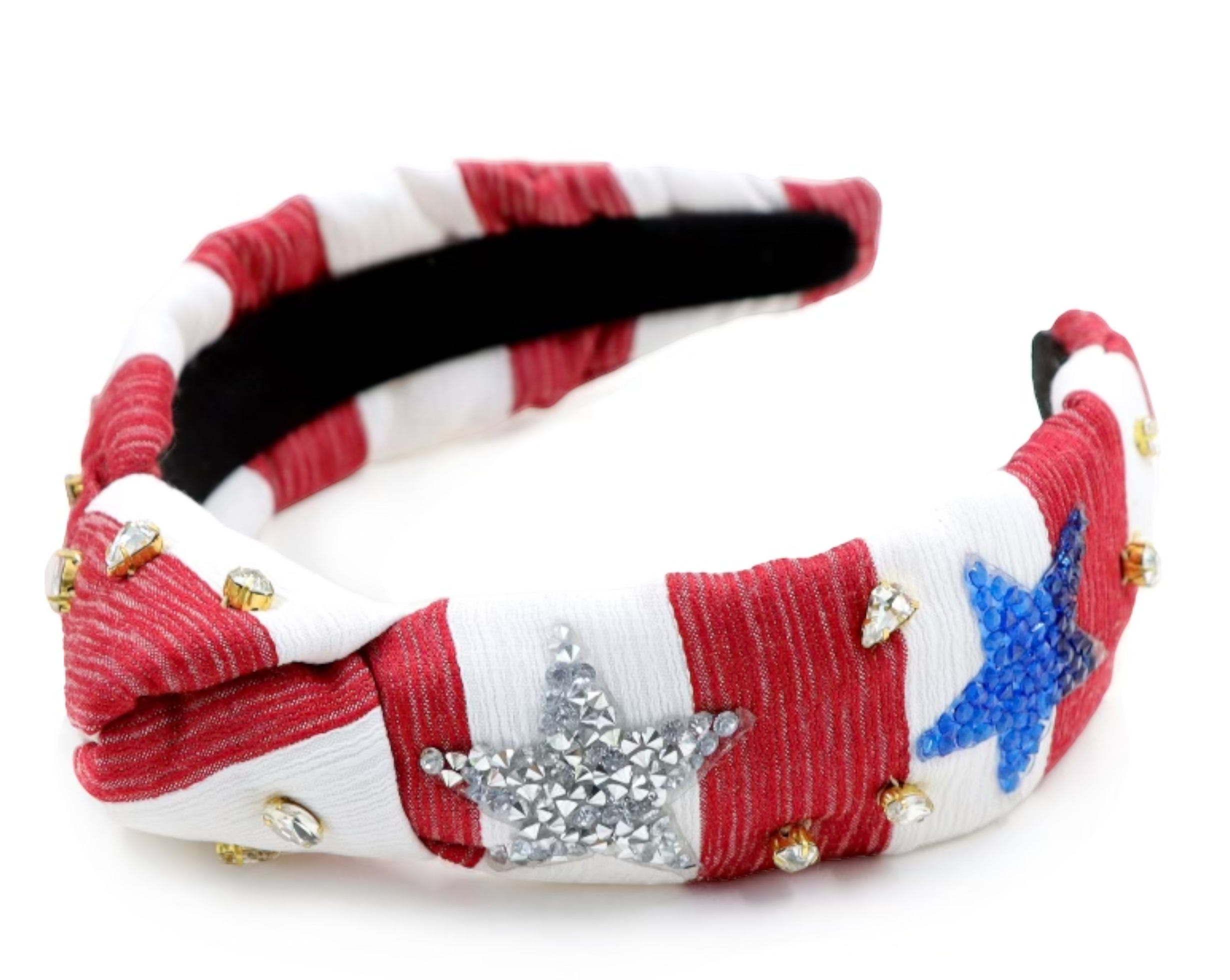 Kid and Tween Red and White Striped Fourth of July Knotted Headband