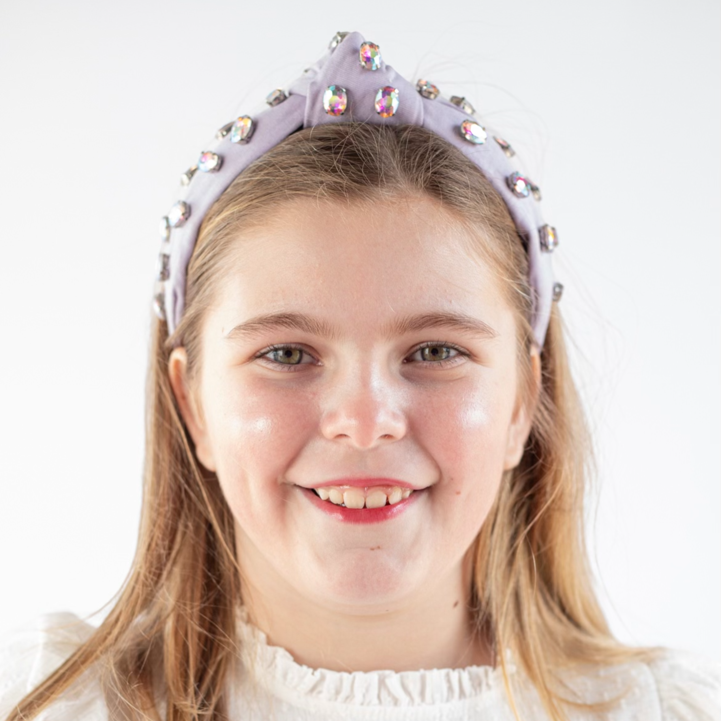 Tween Lavender Knotted Headband with Crystals