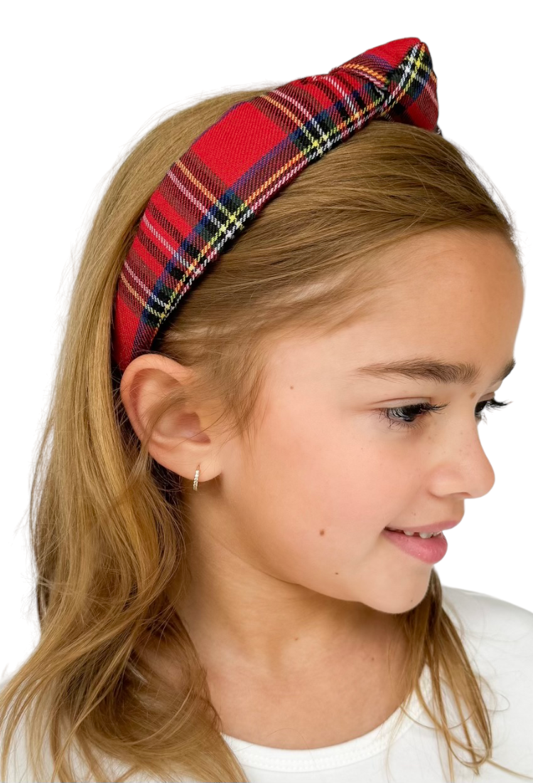 Kid Christmas Plaid Knotted Headband