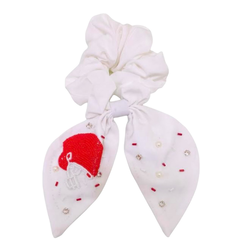 Red and White Football Helmet Scrunchie