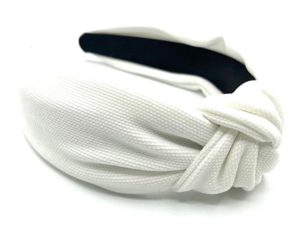 Adult White Knotted Headband