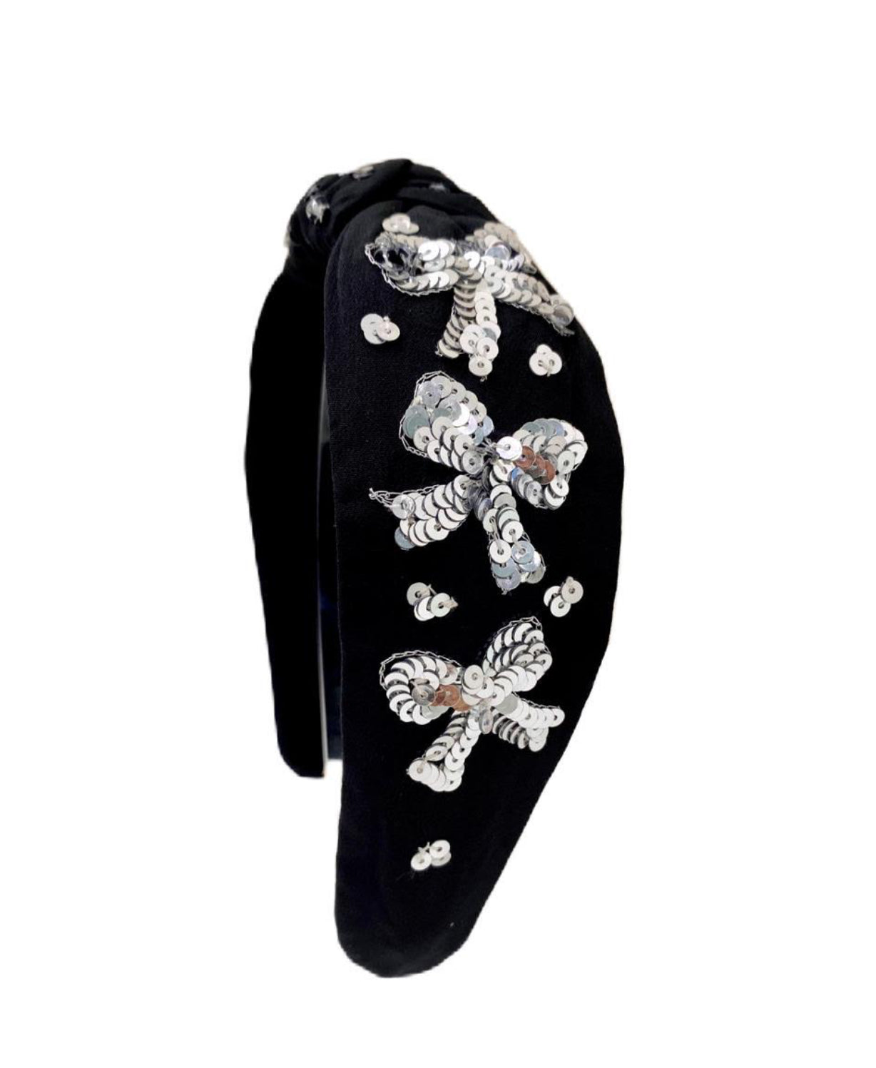 Silver Bow Sequin Headband