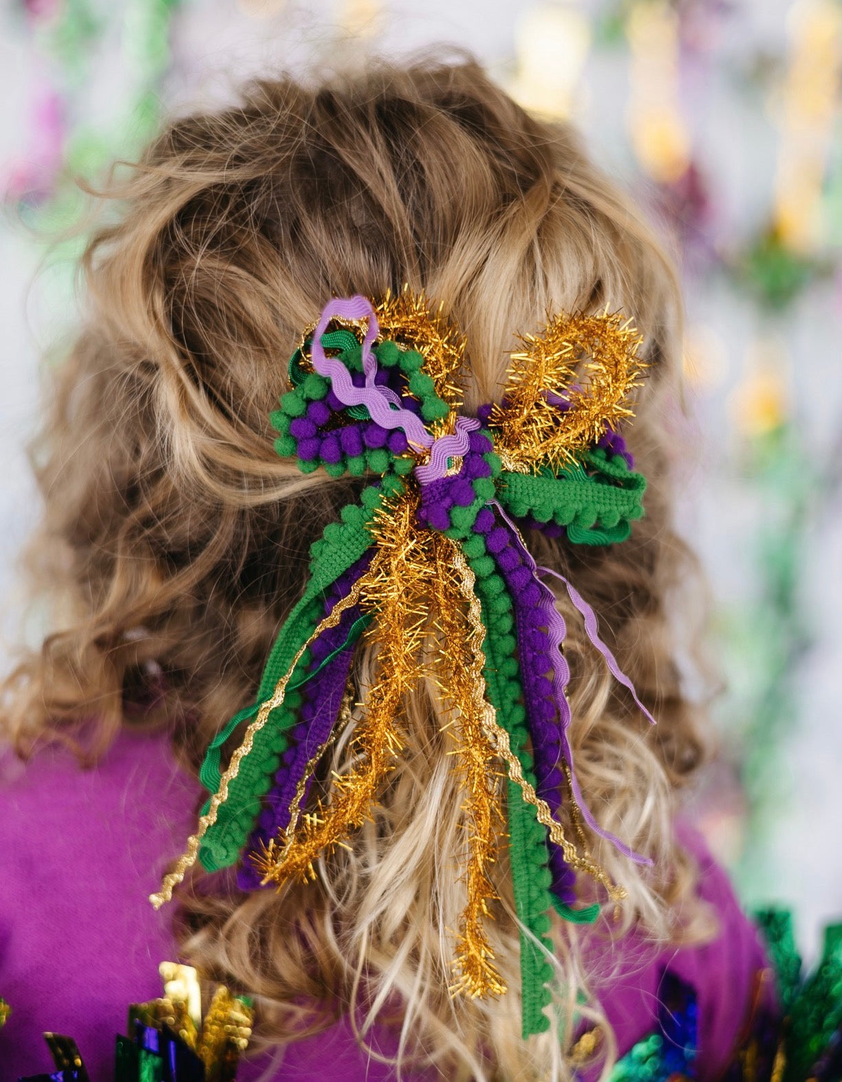 Mardi Gras Textured Hair Bow