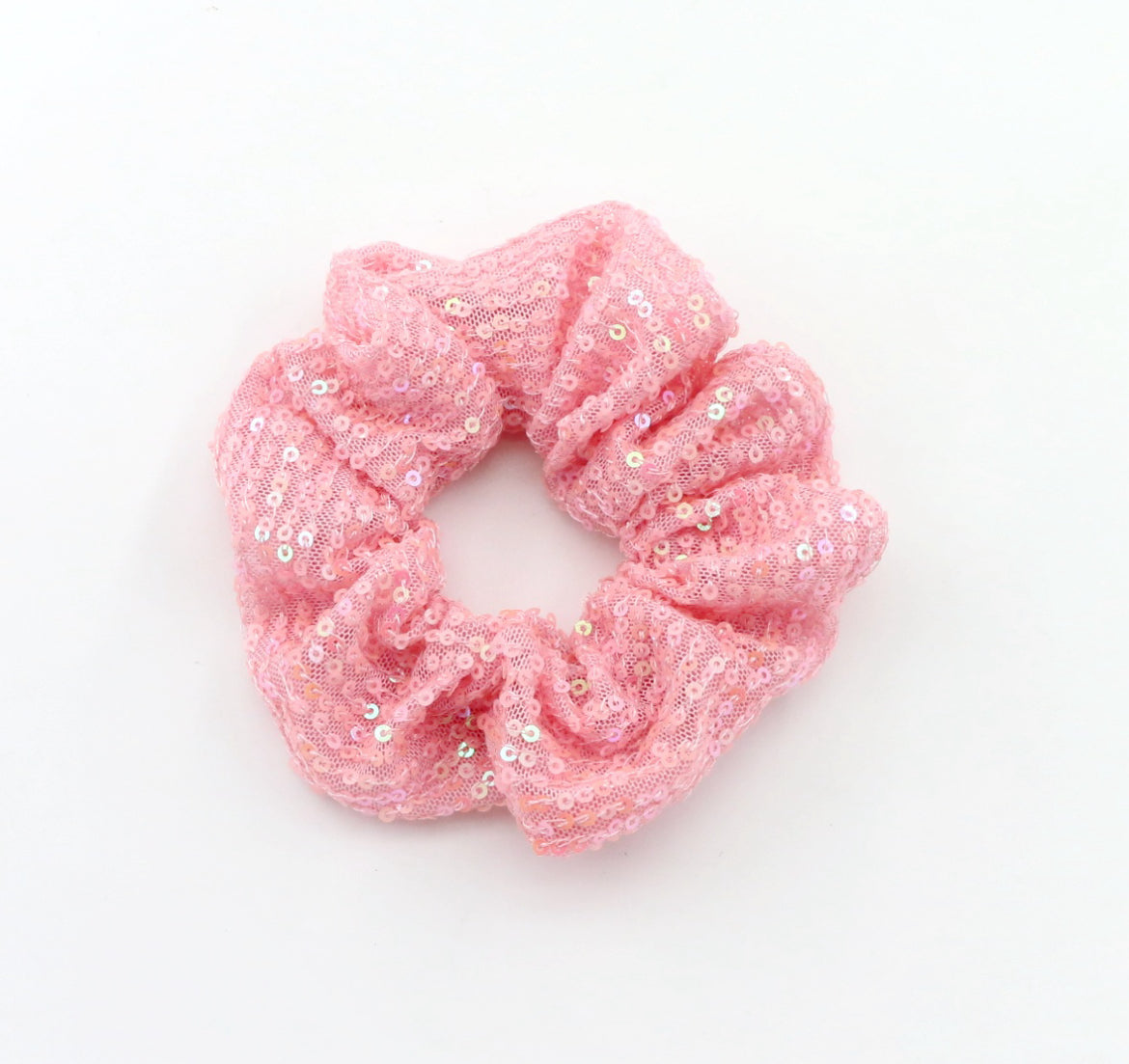 Iridescent Pink Sequin Scrunchie