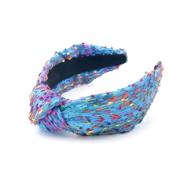 Adult Blue Rainbow Confetti Knotted Headband