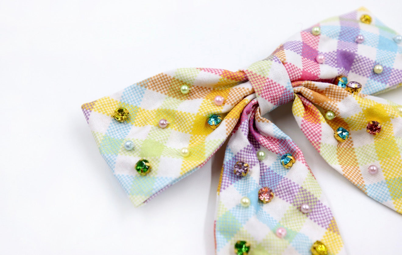 Pastel Gingham Hair Bow