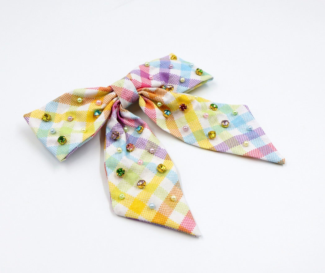 Pastel Gingham Hair Bow