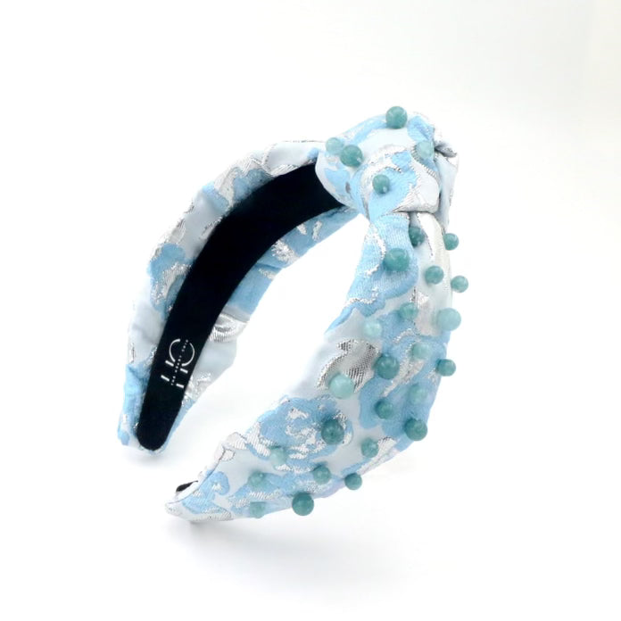 Adult Blue Flower Knotted Headband