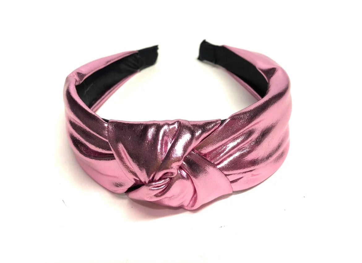 Kid and Tween Pink Metallic Knotted Headband