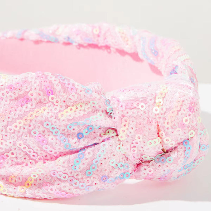 Kid and Tween Rainbow Sequin Knotted Headband