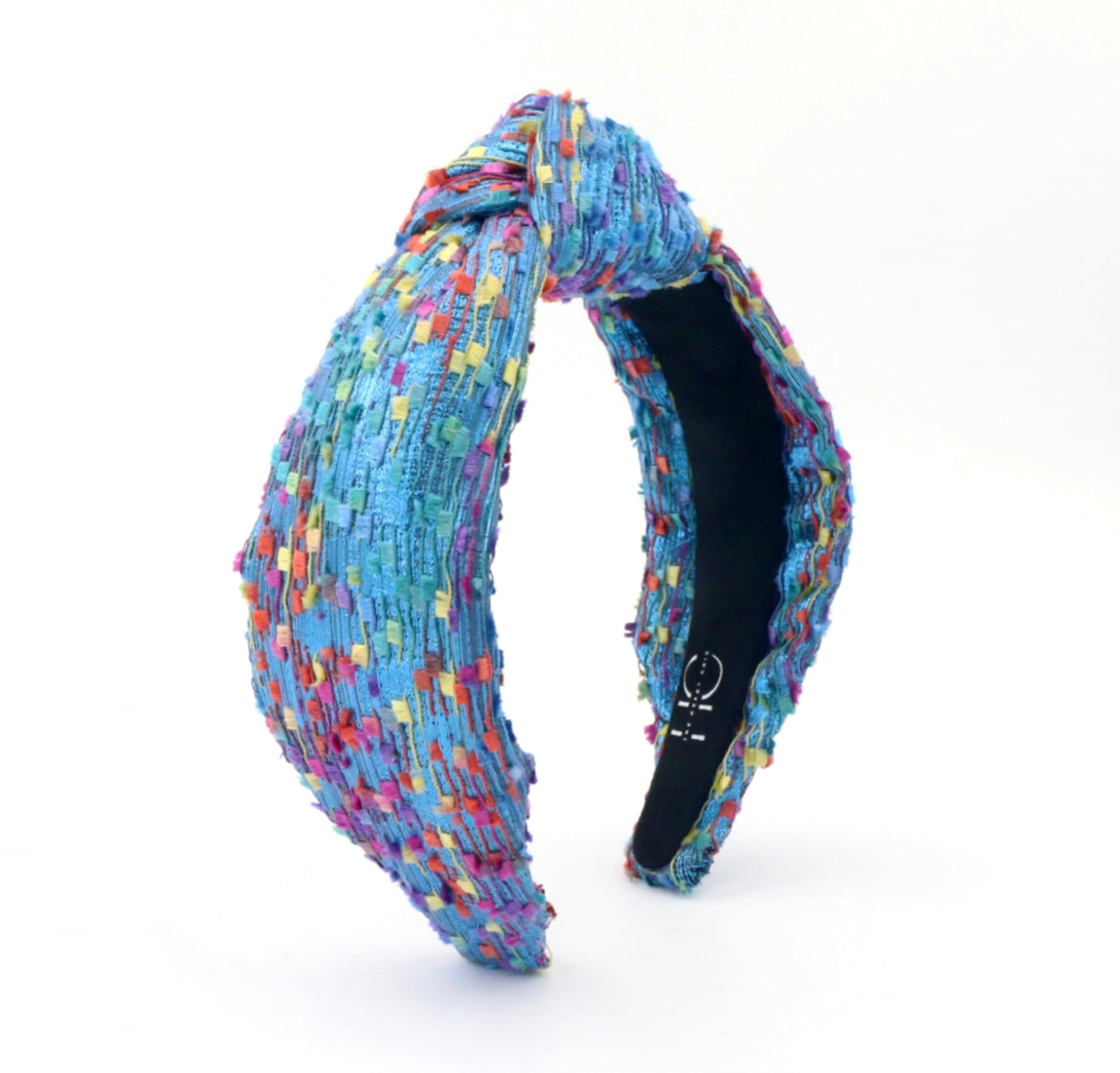 Adult Blue Rainbow Confetti Knotted Headband