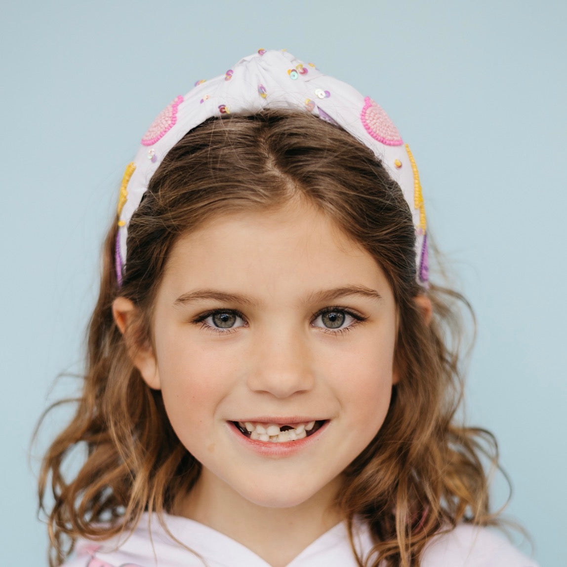 Kid and Tween Beaded  Smiley Heart and Lightning Bolt Headband