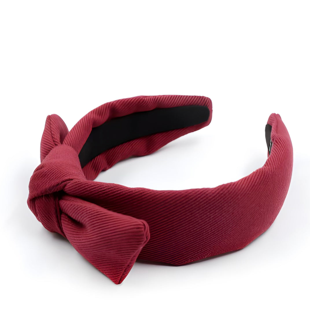 Kid Tie Knot Burgundy Denim Headband