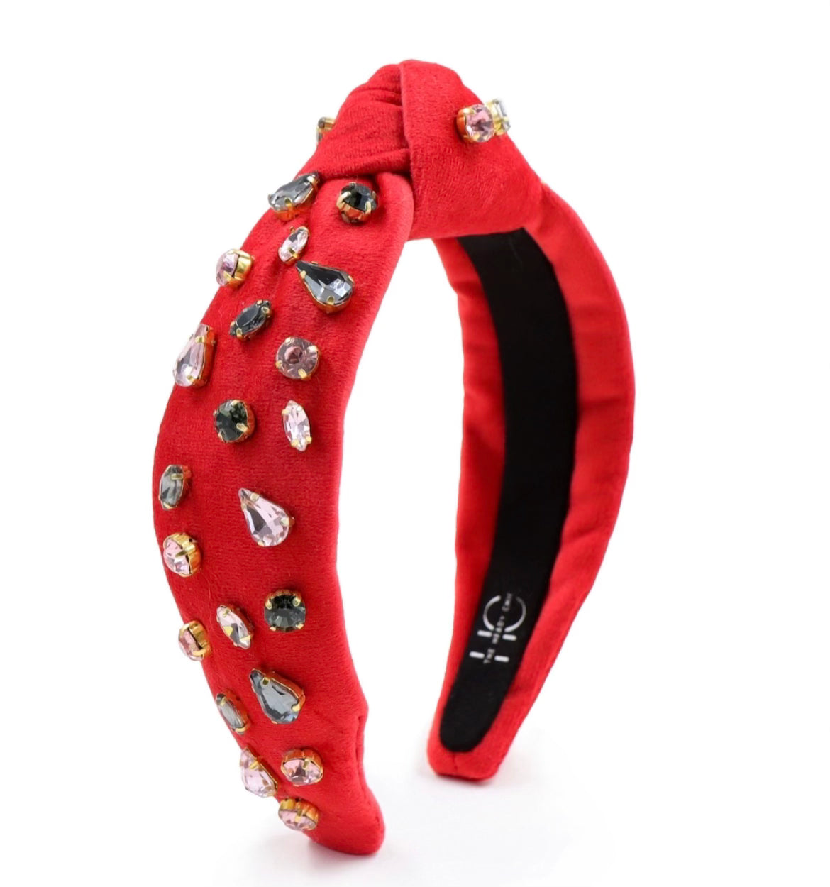 Kid and Tween Red Velvet Jeweled Knotted Headband