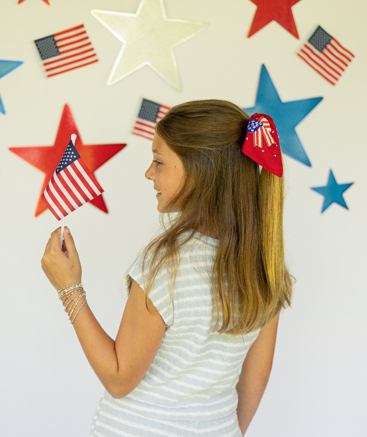 American Flag Bow Scrunchie