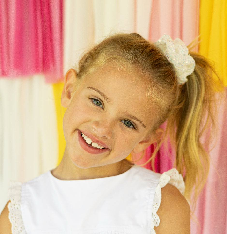 Iridescent White Sequin Scrunchie