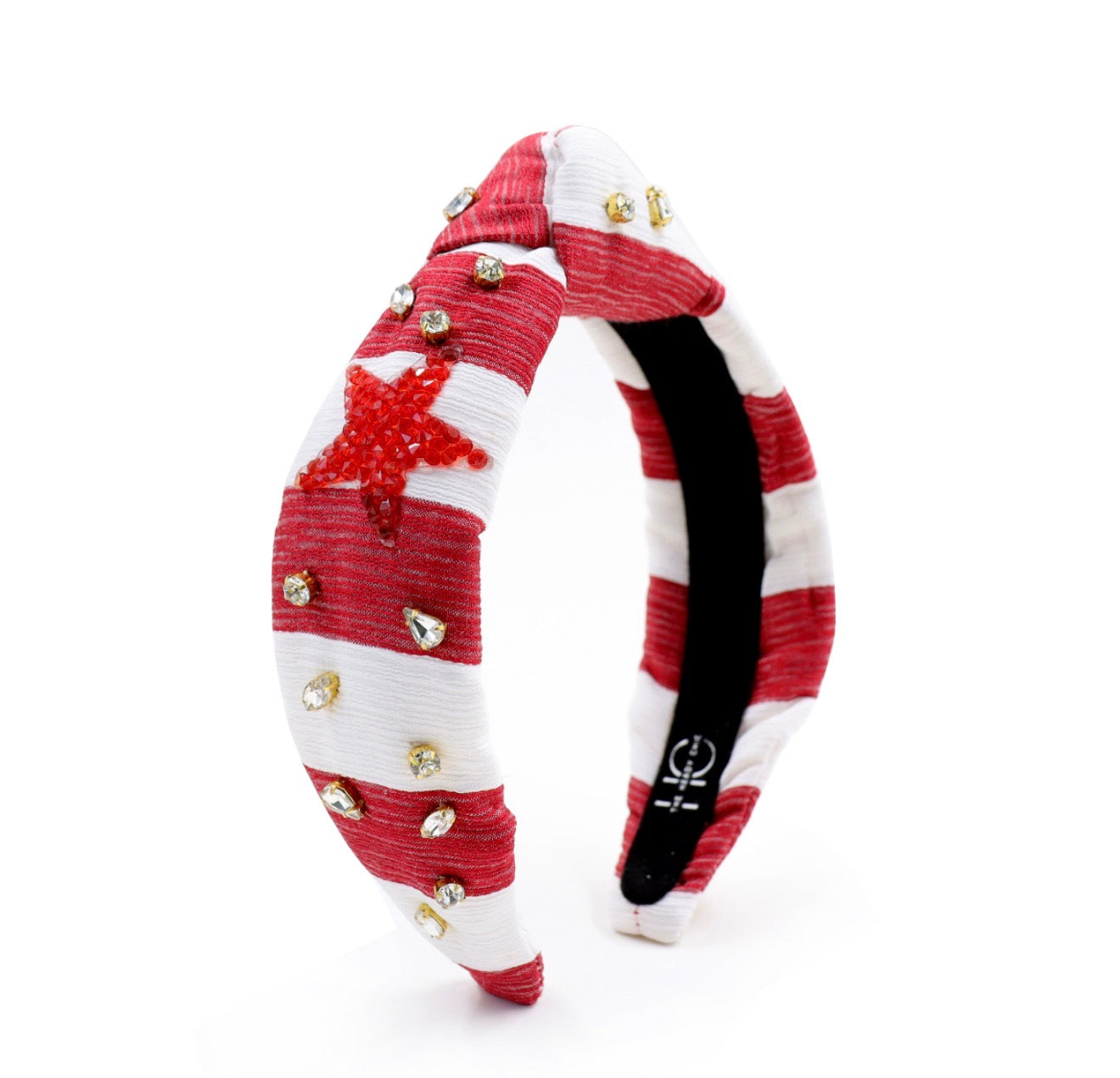 Kid and Tween Red and White Striped Fourth of July Knotted Headband