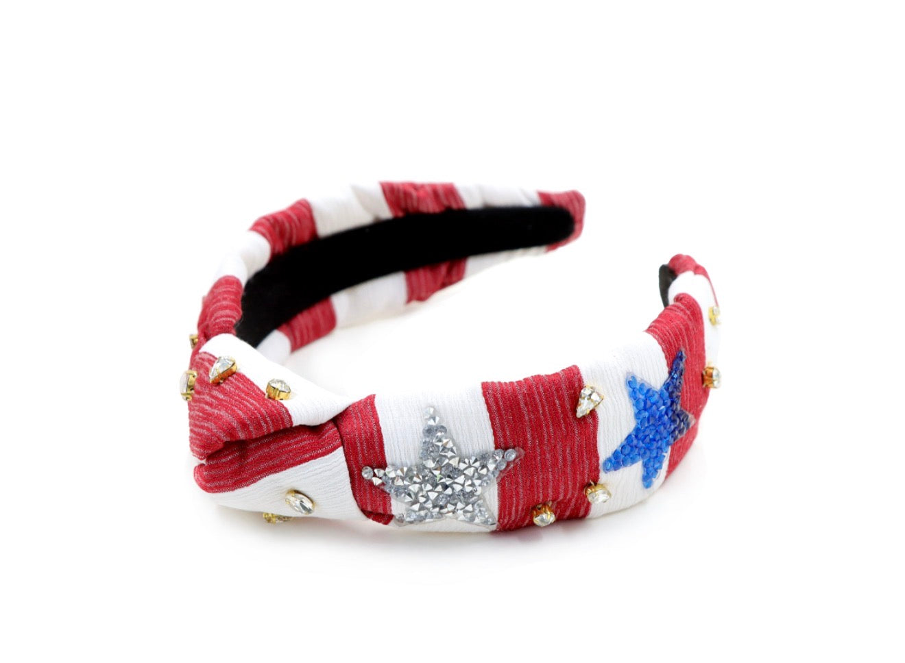 Kid and Tween Red and White Striped Fourth of July Knotted Headband