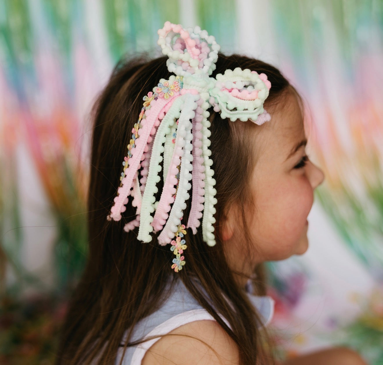 Pastel Flower Textured Hair Bow