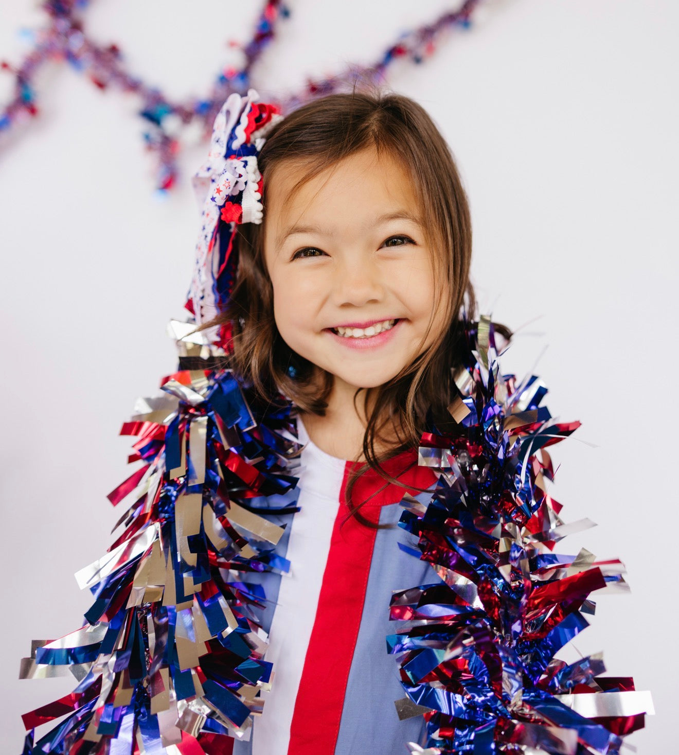 Red, White, and Blue Texture Hair Bow