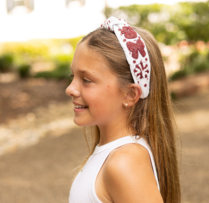 Bulldogs Beaded Knotted Headband