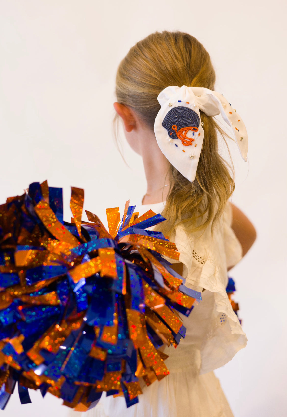 Blue and Orange Football Helmet Scrunchie