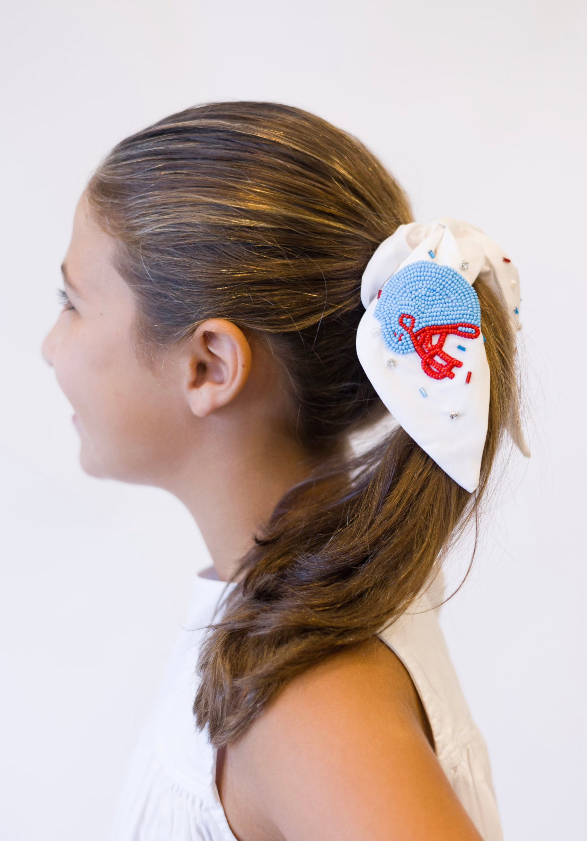 Blue and Red Football Helmet Scrunchie