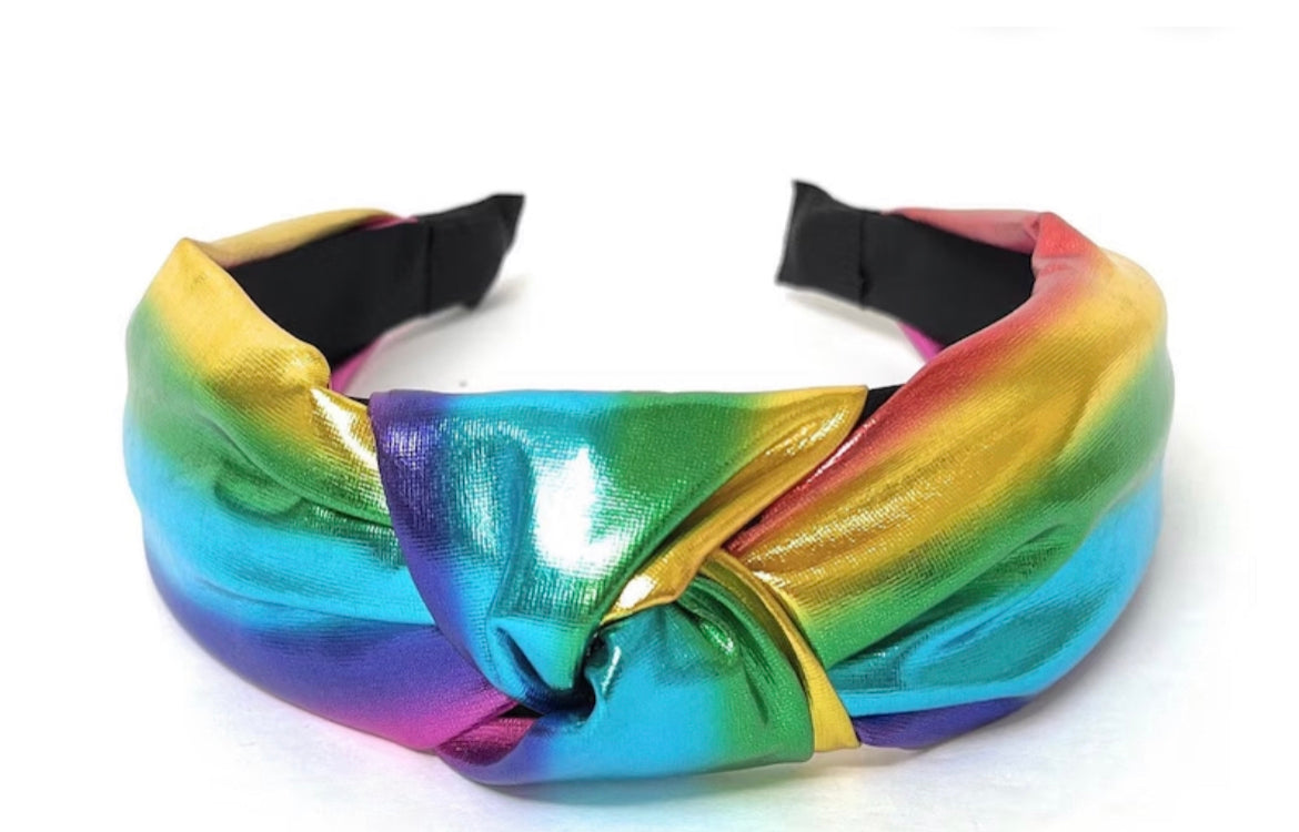 Kid and Tween Rainbow Metallic Knotted Headband