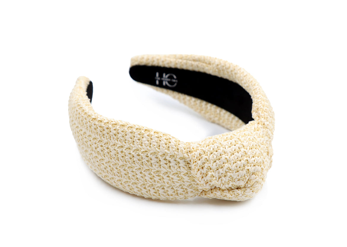 Adult Cream Raffia Knotted Headband