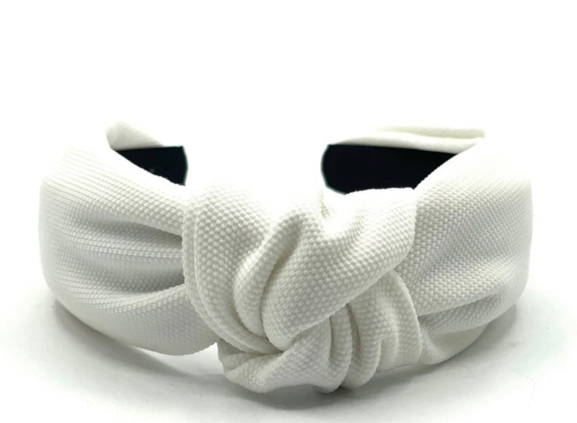 Kid and Tween White Knotted Headband